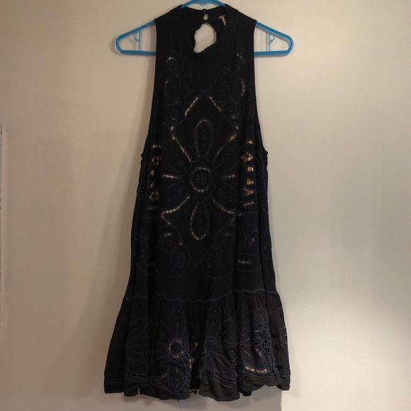 Free People high neck, backless embroidered dress - Picture 1 of 2